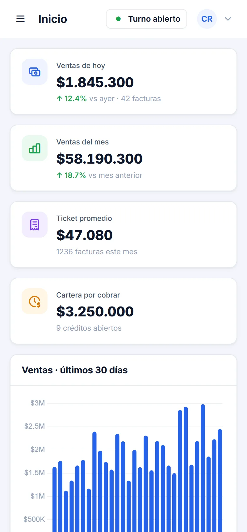 Creativa POS en el celular